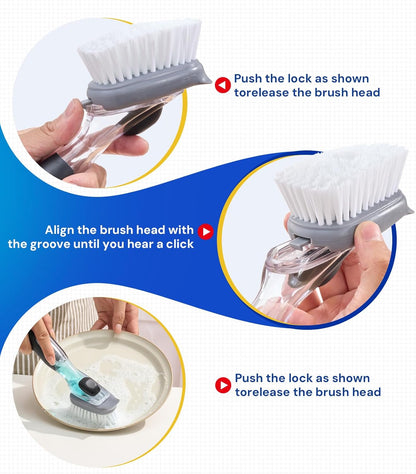 Dish Brush Refills Head for OXO - 4 Pack Dish Brush Cleaning Soap Dispensing Head Replacement for Scrubber, Kitchen Dish Brush Replacement Head for OXO Dish Brush Refill Head