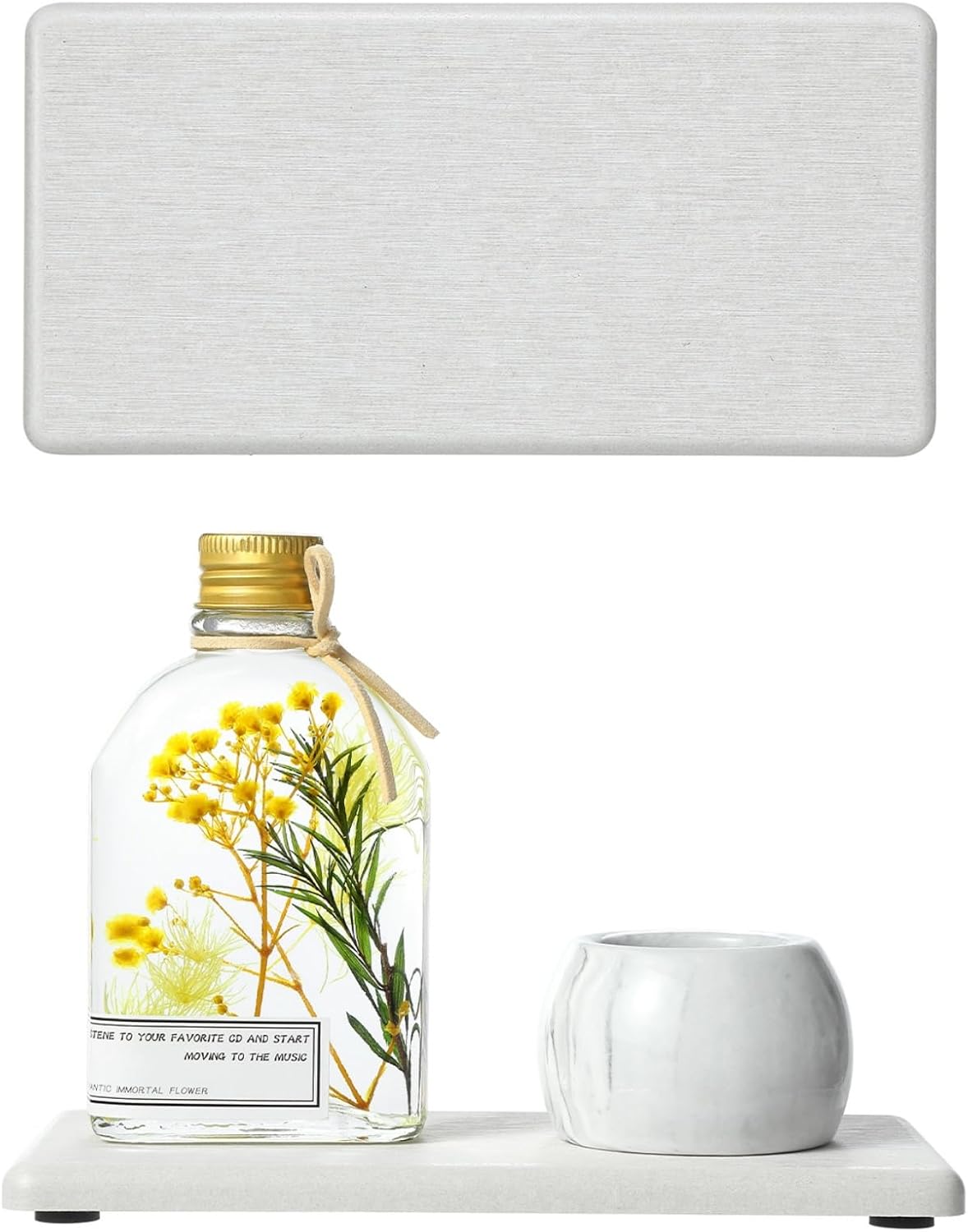 2PCS Water Absorbing Stone Drying Tray for Kitchen Counter & Bathroom Sink, Diatomite Faucet Splash Guard, Soap Dispenser Rack & Sponge Holder Caddy Organizer, Marble White (Printed Pattern), 9"x 3.5"