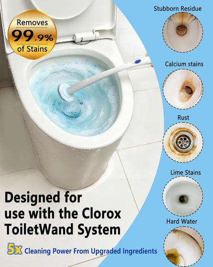 60 Count Disposable Toilet Bowl Wand Refills Compatible with Clorox Toilet Wand, Powerful Foaming Cleaner Brush Heads for Deep Cleaning & Stain Removal