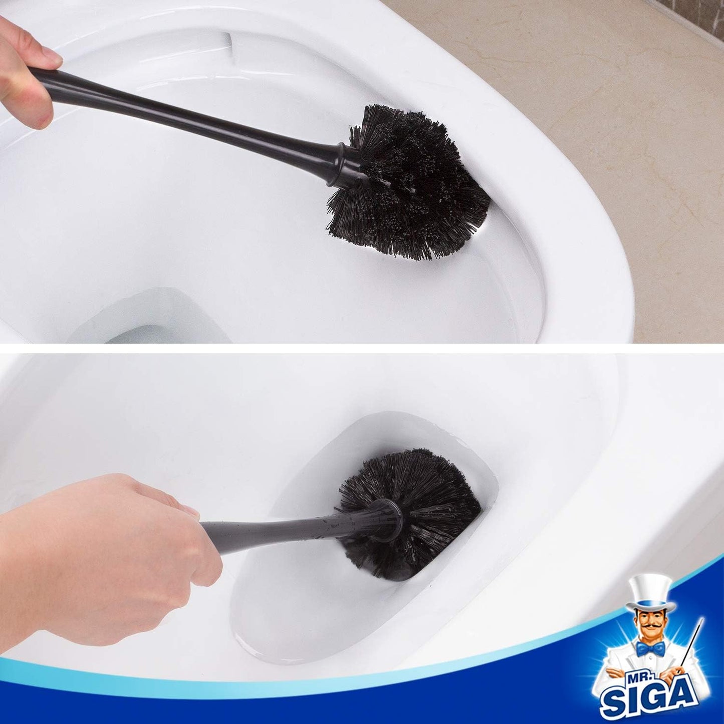 MR.SIGA Toilet Plunger and Bowl Brush Combo for Bathroom Cleaning, Gray, 2 Sets
