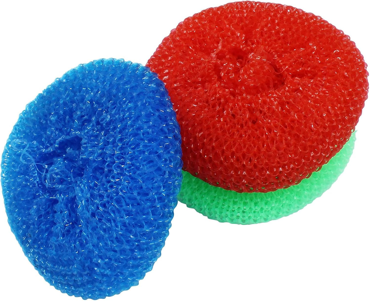 15 Pcs Plastic Dish Scrubbers, Nylon Scouring Pad Mesh Pot Scourers(Blue+Red+Green)