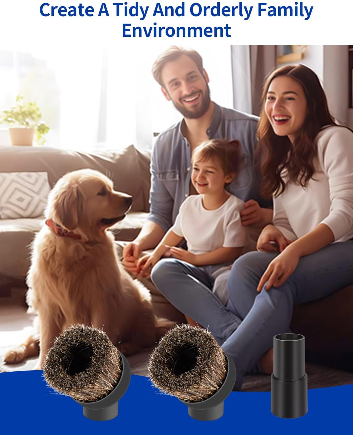 For Shark Vacuum Attachments, Round Horse Hair Vacuum Brush Attachment For Shark Vacuum Brush Attachment With 1-1/4” To 1-3/8” Adapter, For Dusting Car Seats & Upholstery, 3 Pack