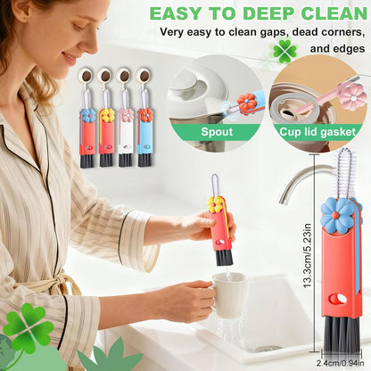 3 in 1 Cup Lid Cleaning Brush, Multifunctional Gap Cleaning Brush, Home Kitchen Crevice Brush, Portable Bottle Cleaner Brush for Cleaning Tight Spaces, Bottle Gaps, Travel Mug Caps(3 PCS)