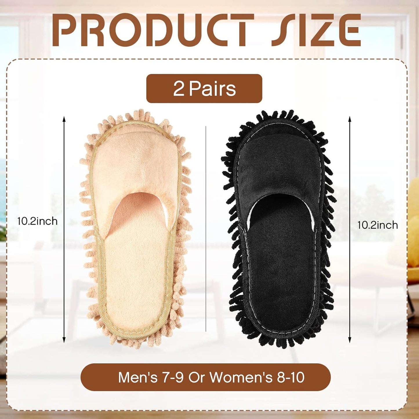 Jecery 2 Pairs Microfiber Cleaning Mop Slippers for Floor Cleaning House Mop Shoes Men and Women Washable Unisex Dusting Slippers Dirt Tool Supplies(Medium,Gray)