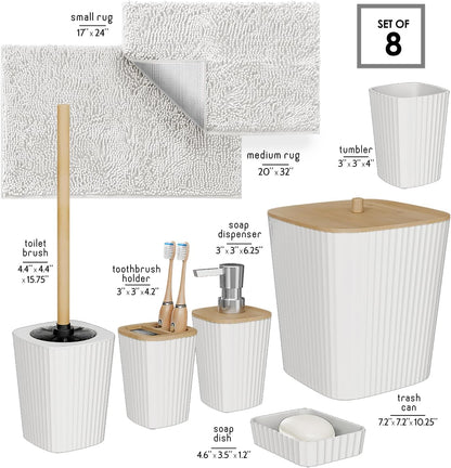 Clara Clark Bathroom Set - Sage Green Bathroom Accessories Set, 6PC Bathroom Accessory Set, Bathroom Sets with Toilet Brush, Trash Can & Soap Dispenser