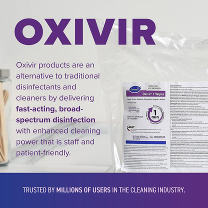 Oxivir Diversey Tb 5388471 Ready-to-Use Disinfectant Cleaning Wipes, Accelerated Hydrogen Peroxide, Large 7x8-Inch Sheets, 60-Wipes, 1-Slim Canister