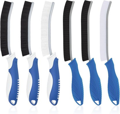 TQRR Cleaning Brush-Hard Crevice Cleaning Brushes, Multifunctional Window Groove Brushes, Grout Brush, Cleaning Tool for Bathroom, Kitchen, Toilet, Tile, Sink, Home (6, Black)