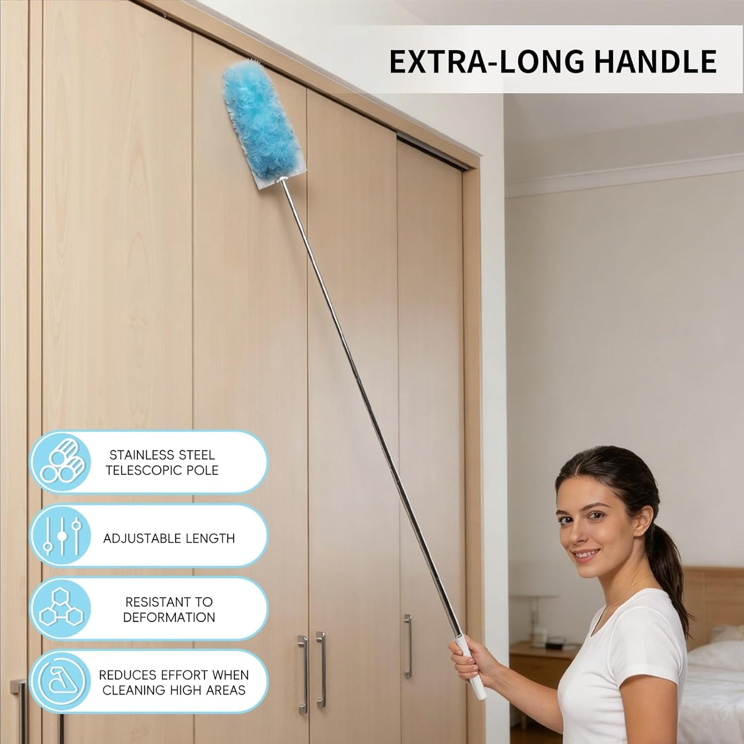 360 Duster Refills for Swiffer Dusters Refill with 2 Upgrade Extendable Handle(30 Count)
