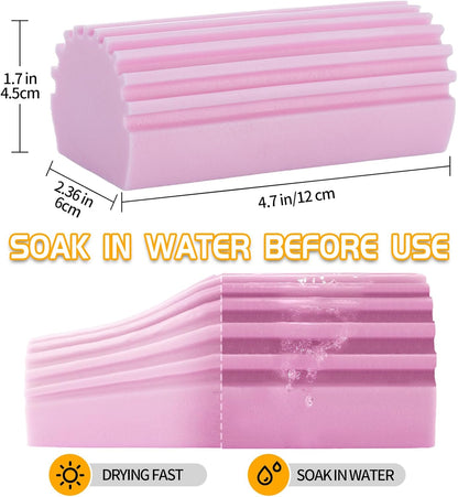 COBETE Damp Clean Duster Sponge,4pack Magic Sponge Eraser,Reusable Damp Dusting Sponge Household Cleaning for Blinds, Glass, Baseboards,Radiators,Window Track Grooves(Multi Color)