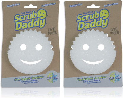 Scrub Daddy Sponge - Dye Free - Scratch-Free Scrubber for Dishes and Home, Odor Resistant, Soft in Warm Water, Firm in Cold, Deep Cleaning, Dishwasher Safe, Multi-use, 1ct (2 Pack)