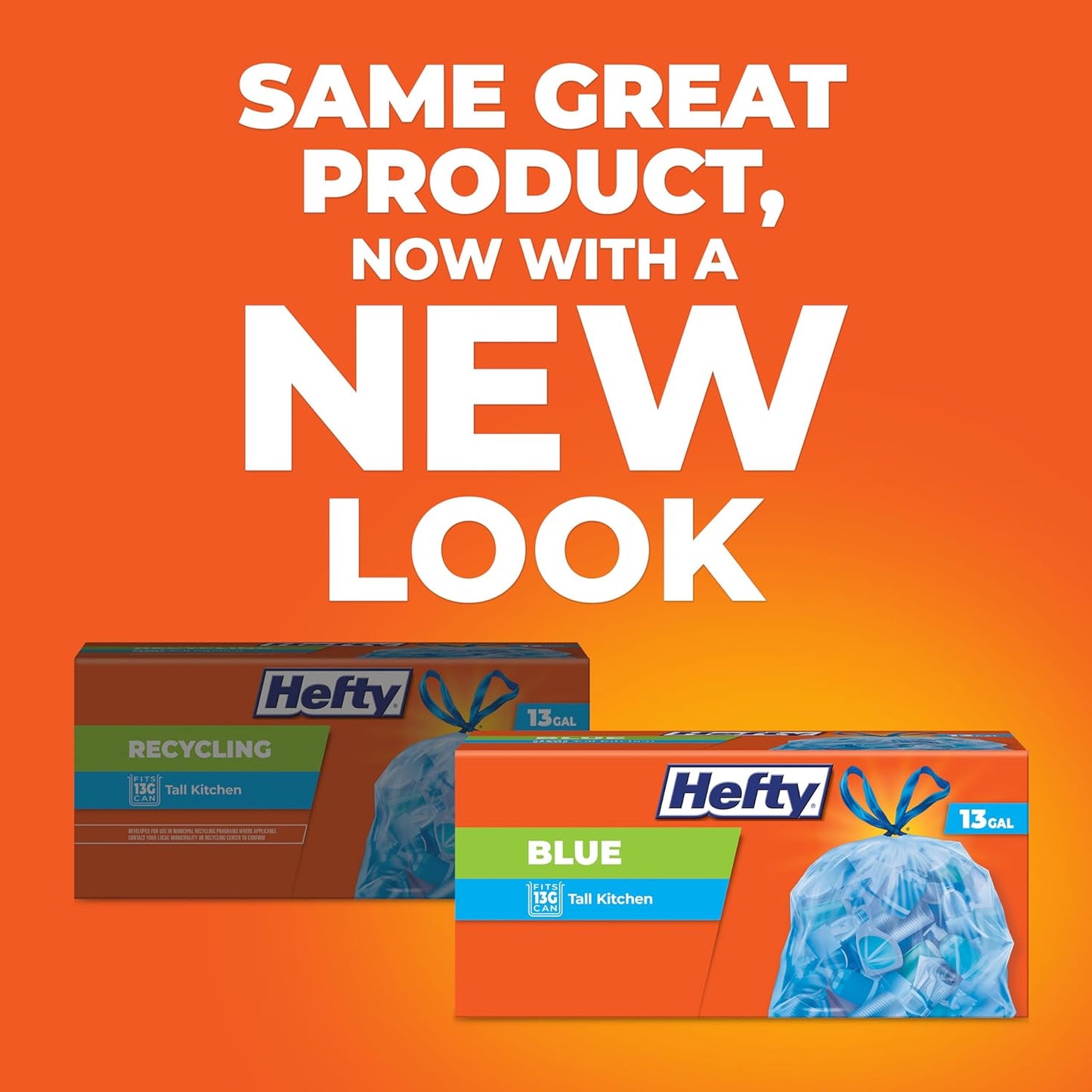 Hefty Blue Trash Bags, Blue, 13 Gallon, 60 Count