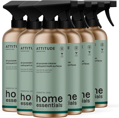 ATTITUDE All-Purpose Cleaner Spray, Natural Origin Ingredients, EWG Verified, Ammonia-Free, Removes Fingerprints, Dust and Dirt, Streak-Less, Lavender & Rosemary, 26 Fl Oz
