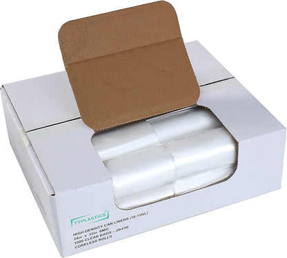 TYPLASTICS 40-45 Gallon Clear Trash Can Liners - 40" x 48" – High Density Garbage Bags - Case of 250 – Multipurpose for Office, Outdoor, Recycling, Industrial and Commercial