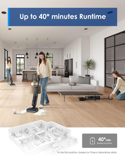 Tineco Floor ONE i5 Stretch Wet Dry Vacuum Cleaner, Vacuum & Mop in One Step, 20kpa Powerful Suction, 180° Lay-Flat Design, Anti-Tangle Design, Dual-Sided Edge Cleaning, Up to 30* Minutes Runtime