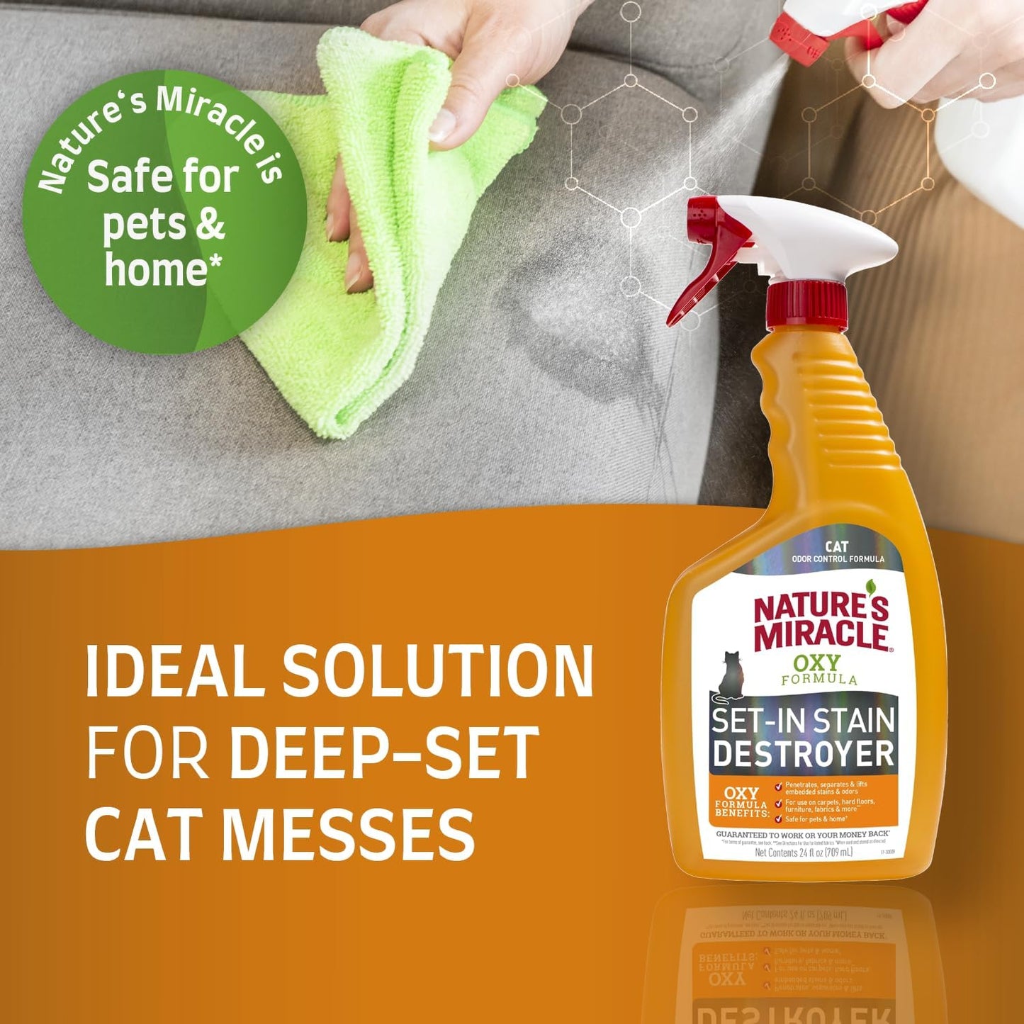 Nature's Miracle Just for Cats Oxy Stain and Odor Remover, 24 fl oz