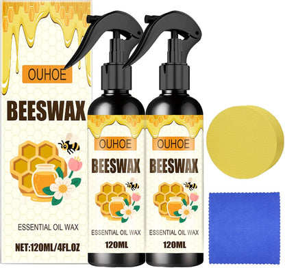 Beeswax Spray, Beeswax Wood Polish, Natural Bees wax Care Spray & Restorer, Natural Micro-Molecularized Bees wax Spra for Living Rooms,Kitchens,Wood Furniture Floors - 120ML (1)