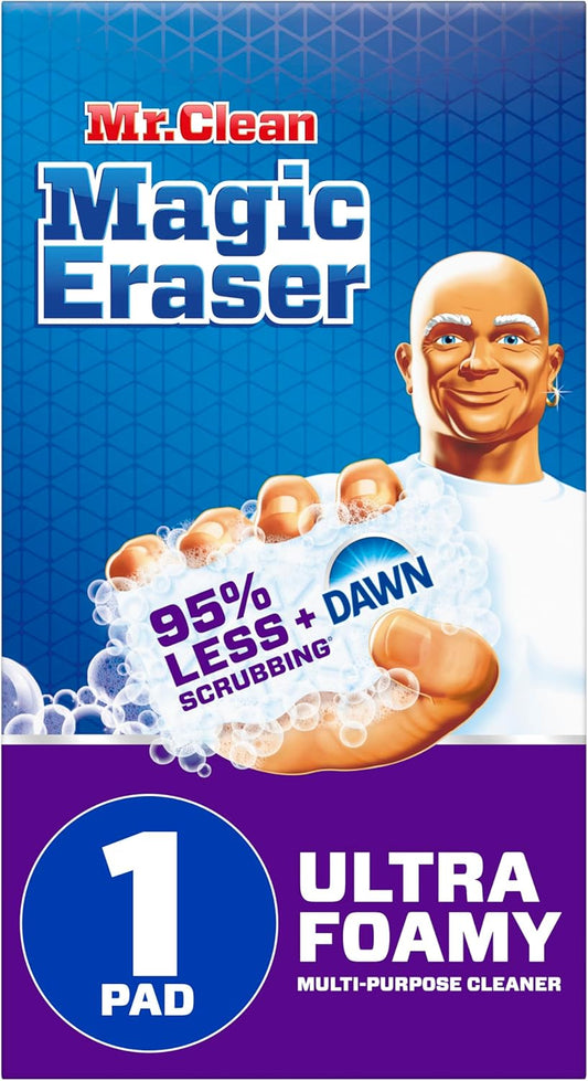 Mr. Clean Magic Eraser Ultra Foamy Multi Purpose Cleaner, Foaming Magic Eraser Sponge Multi Surface Cleaner, 1ct (Pack of 2)