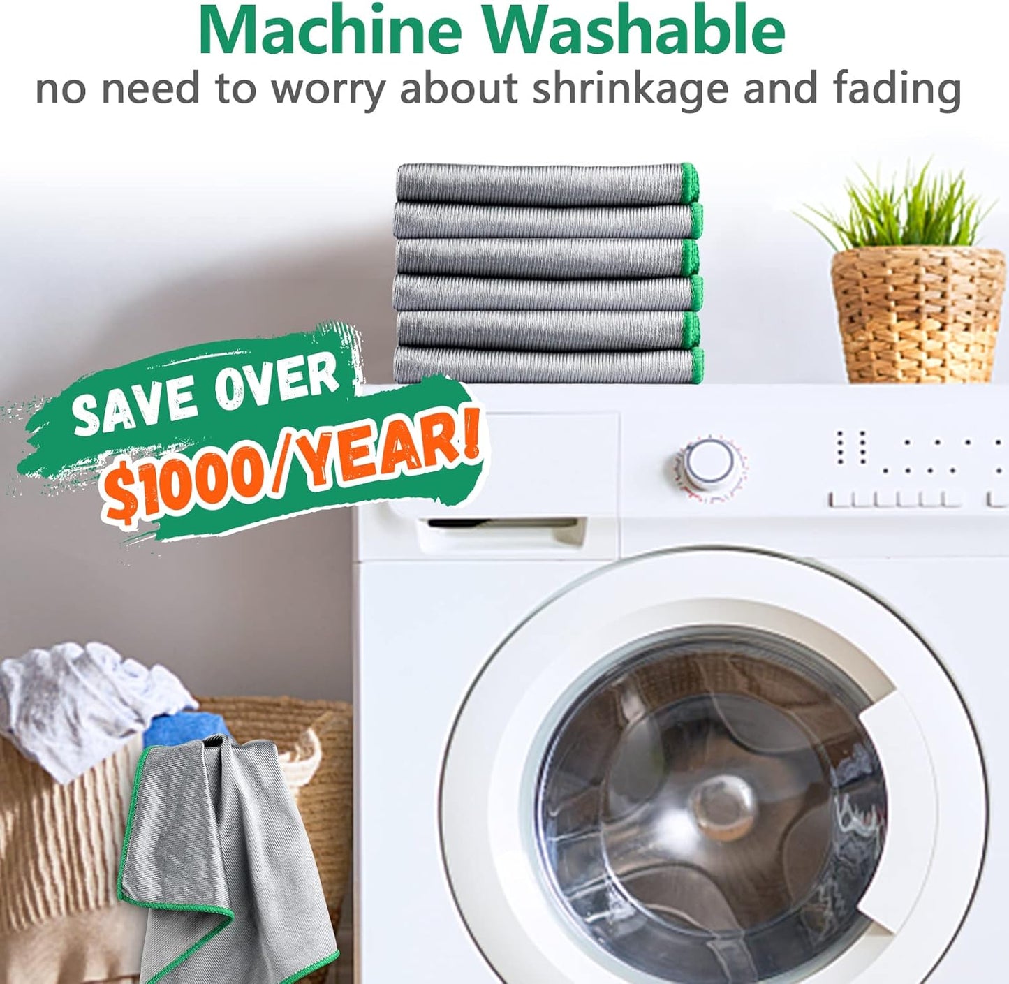 Glass Polishing Cloth Streak Free Miracle Cleaning Cloth Lint Free Microfiber Cleaning Rags for Glasses Kitchen Dish Mirrors Easy Clean, Pack of 6, 12" x 12"