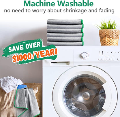 Glass Polishing Cloth Streak Free Miracle Cleaning Cloth Lint Free Microfiber Cleaning Rags for Glasses Kitchen Dish Mirrors Easy Clean, Pack of 6, 12" x 12"