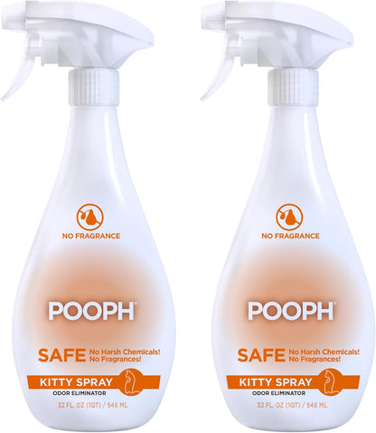 POOPH Kitty Odor Eliminator Spray 32oz Fragrance Free Cat Odor Remover for Urine Poop Pee Litter Box Deodorizer for Furniture Bedding and Carpet
