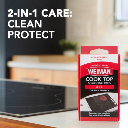 Weiman Cook Top Scrubbing Pads, 3 Count, 2 Pack Cuts Through the Toughest Stains - Scrubbing Pads Carefully Wipe Away Residue