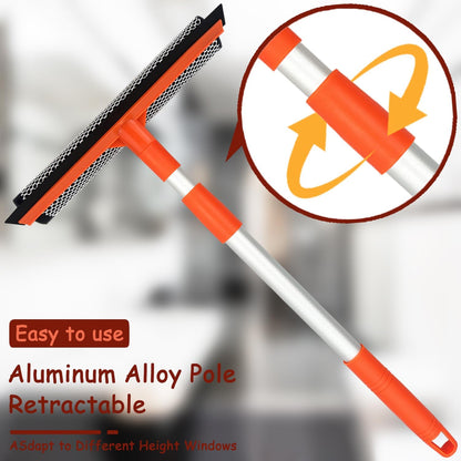 Window Squeegee for Window Cleaning with Retractable Pole 28", Squeegee Window Cleaner Tool 2 in 1 Car Window Cleaning Tool Telescopic Window Washing Equipment, Shower Squeegee for Glass Door