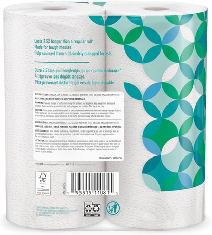 Amazon Brand - Presto! Ultra-Strong Premium Paper Towels, 158 Sheet Huge Roll - Flex-a-Size, 12 Rolls (2 Packs of 6), Equivalent to 38 Regular Rolls, White