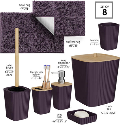 Clara Clark Bathroom Set - Sage Green Bathroom Accessories Set, 6PC Bathroom Accessory Set, Bathroom Sets with Toilet Brush, Trash Can & Soap Dispenser