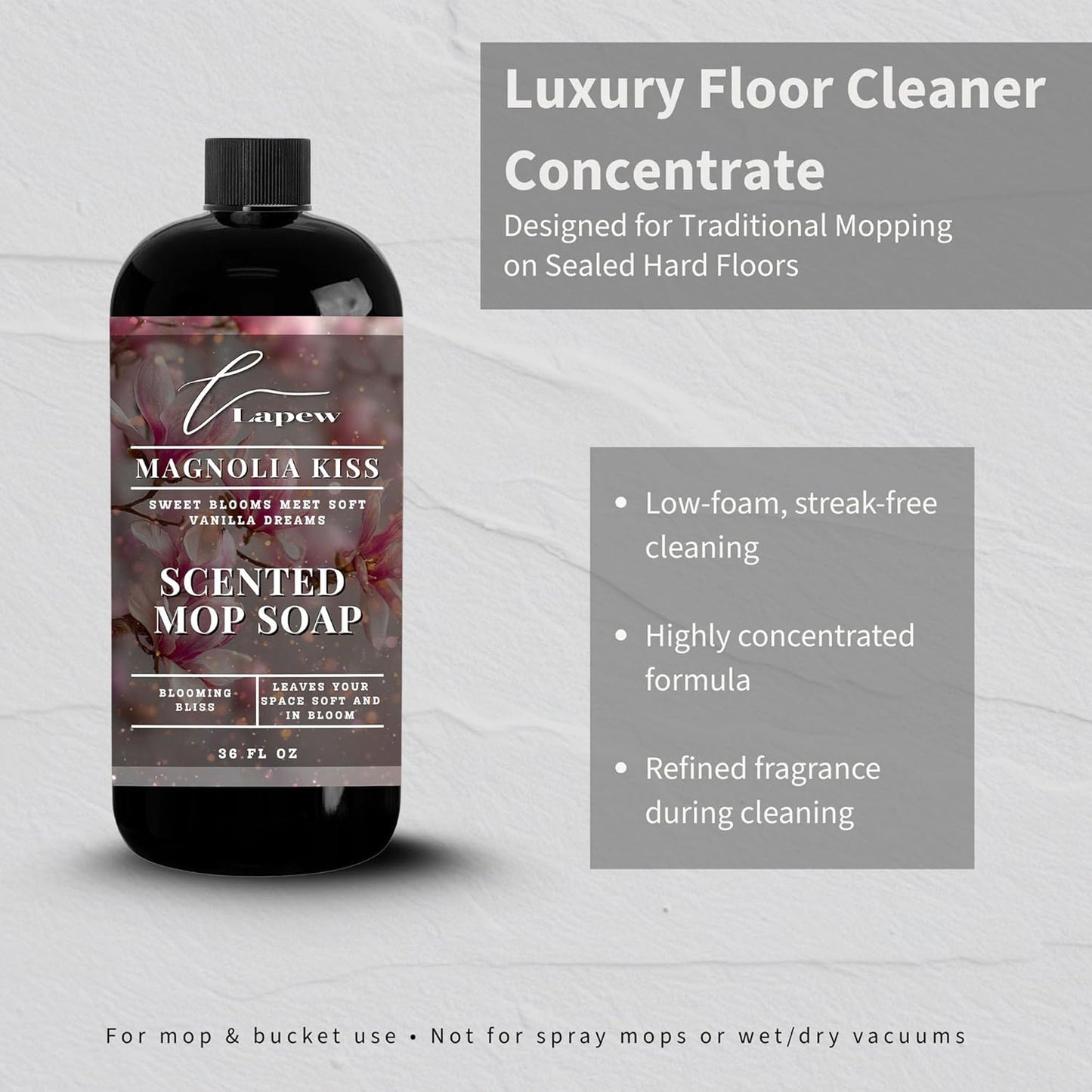 Lapew Santal Scented Mop Soap - Luxury Floor Cleaner Concentrate for Mopping Tile, Laminate, Vinyl & Hardwood | Streak-Free, Low-Foam | 36 oz - Colors C