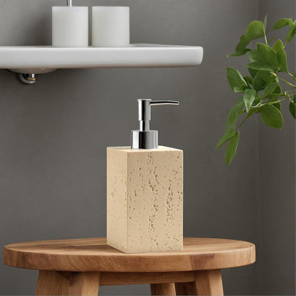 Soap Dispenser 420ML 14OZ, 2pcs Luxurious Hand Dish Soap Dispenser Set, Refillable Lotion Bottle with Rustproof Pump for Bathroom Countertop Kitchen Sink (Off White)