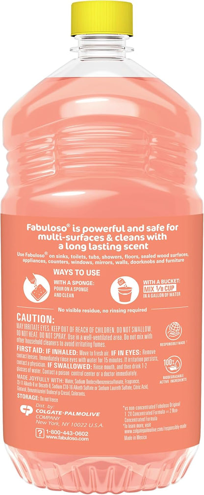 Fabuloso Multi-Purpose Cleaner, 2X Concentrated Formula, Refreshing Lemon Scent, 56 oz