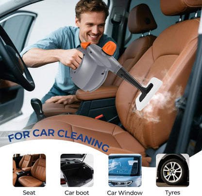 Steam Cleaner, Pressurized Handheld 13pcs Multi-Purpose Natural Deep Cleaning Steamer, Portable Steamer for Cleaning Home, Grout, Kitchen, Car, Window, Upholstery, Bathroom and Clothes, Gray
