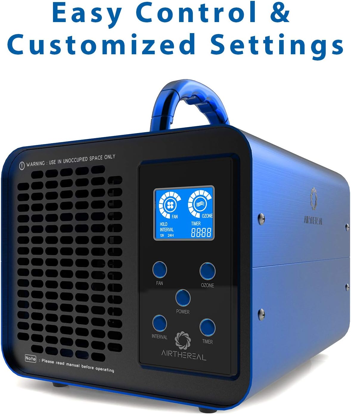 Airthereal MA10K-PRO SMART WiFi Ozone Generator - High Ozone Output Capacity Ozonator- Odor Remover, Deodorizer, Sterilizer - Adjustable Output and Timer Settings for Any Size Room - Black