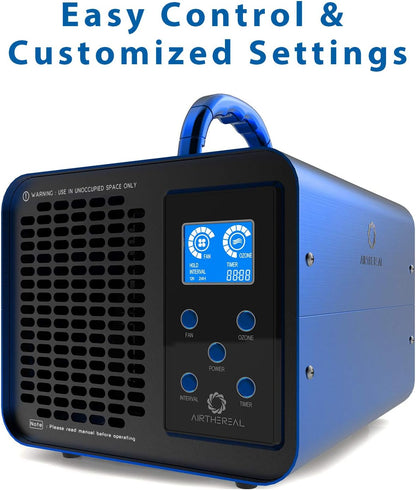 Airthereal MA10K-PRO SMART WiFi Ozone Generator - High Ozone Output Capacity Ozonator- Odor Remover, Deodorizer, Sterilizer - Adjustable Output and Timer Settings for Any Size Room - Black