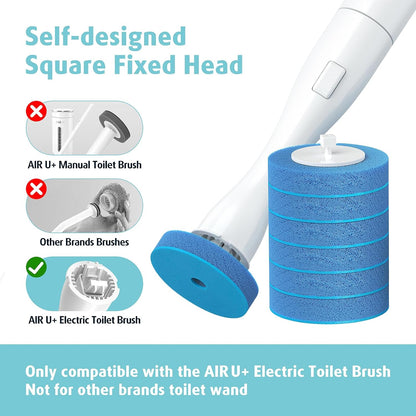 20 Count Electric Toilet Refill Pads, Disposable Toilet Brush Heads Refills for Bathroom Cleaning, Only Compatible with AIR U+ Electric Brush