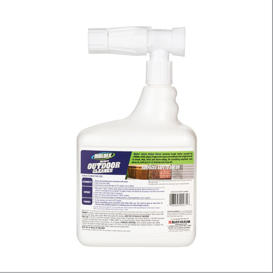 Moldex® Instant Outdoor Cleaner with Bleach and Hose End, 64 oz – Fast Acting Spray for Mold and Mildew Stains on Siding, Decks, Fences and Exterior Surfaces