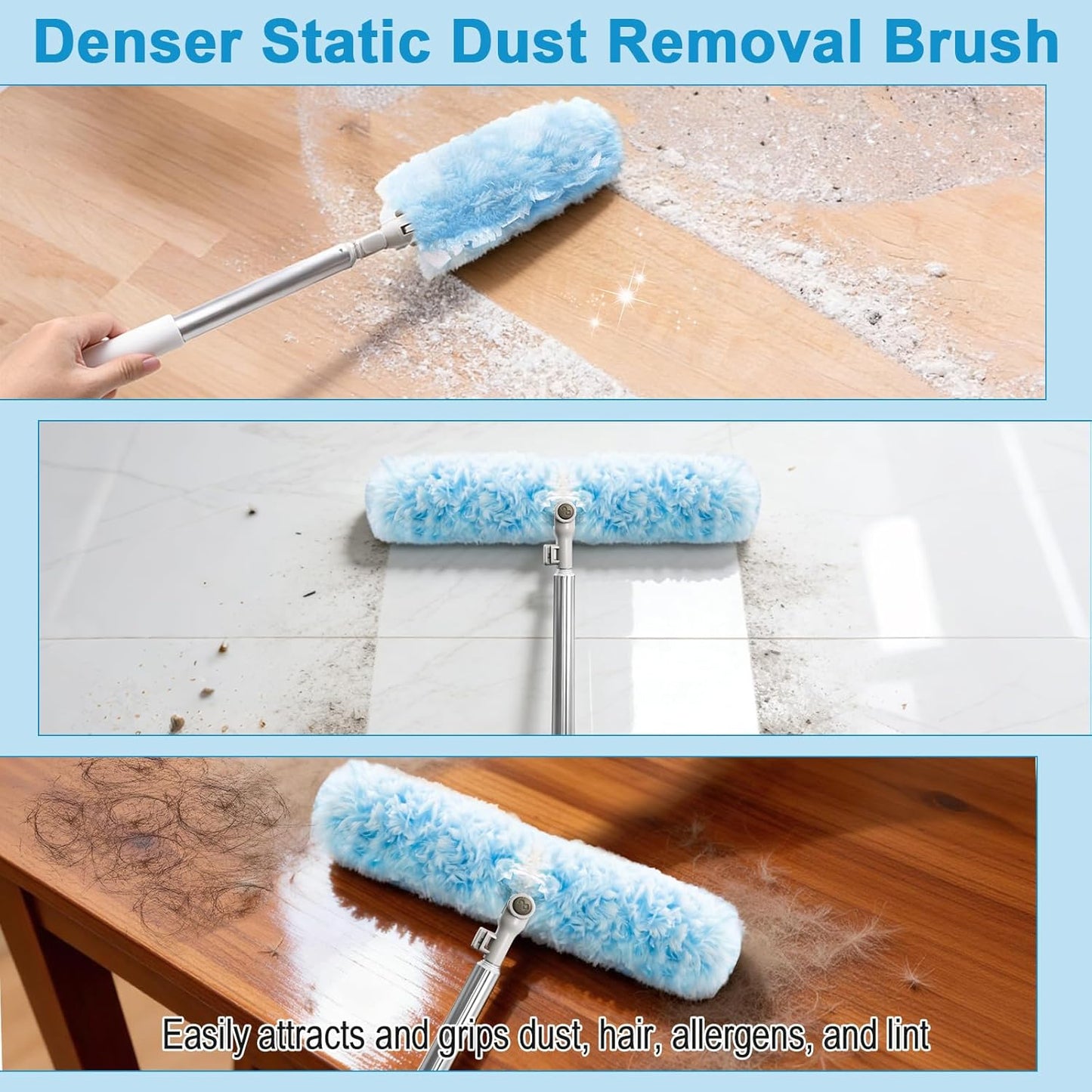 6 ft Extendable Duster Handle with 20 Refills, Duster with Extension Pole, Disposable Microfiber Dusting Pads for Home Cleaning,High Ceiling, Fan, Window, Hard-to-Reach Areas