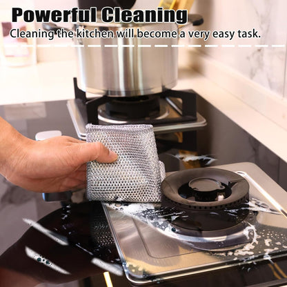 Navona 12 Pcs New Upgrade Steel Wire Dishcloth,Triple-Layer Steel Wire Cleaning Cloth,Powerful Cleaning Non-Scratch Wire Dishcloth Rag for Cookware, Sinks, Dishes, Stove Tops