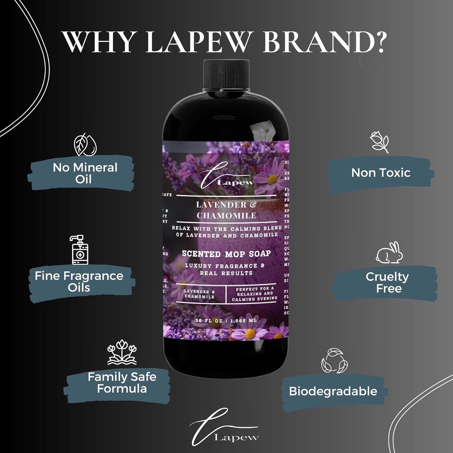 Lapew Black Sea Scented Cleaning Bundle | Carpet Deodorizer Powder (16 oz) & Mop Soap Concentrate (36 oz) | Pet-Friendly Odor Eliminator - Colors A