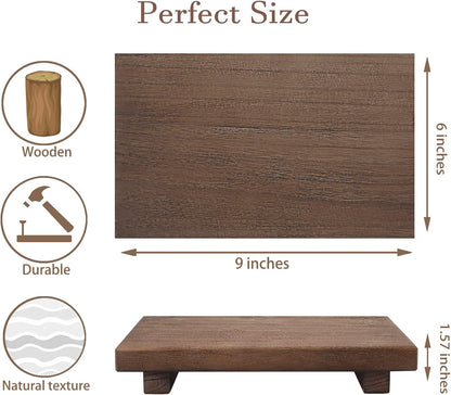 zoocatia Small Wood Tray Pedestal Stand Farmhouse Bathroom Decor Decorative Wooden Riser Kitchen Soap Dish Holder for Vanity, Counter, Sink, 9" x 5.9" - Black