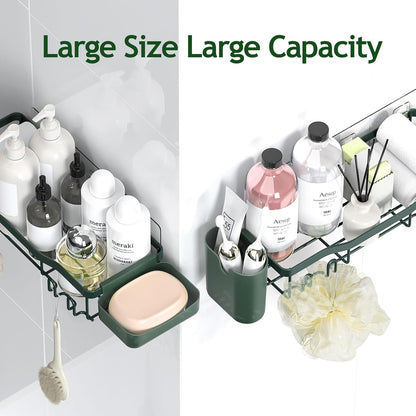 NESOMI Shower Caddy Adhesive Shower Organizer 7-Pack, Rustproof Stainless Steel Bathroom Shelves, Large Capacity No-Drill Rack Storage Accessories with Soap Dish Toothbrush Holder &24 Hooks Home Decor