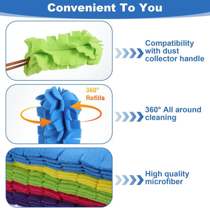 20 Pcs Duster Refill Reusable Fleece Duster Refills Feather Flat Dusters Multi Surface Washable Cleaning Pads Tools for Blinds Ceiling Fan Hardwoods Window Furniture Car