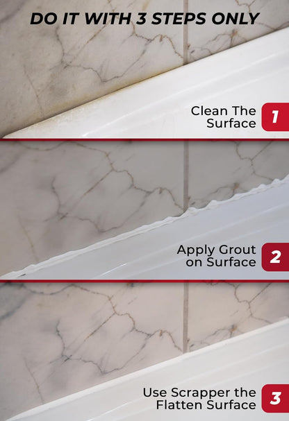 Tile Grout Repair, Grey 8.8 oz/250gr. Fast Drying Grout Repair Kit, Grout Filler Tube Repair Kit, Tile Grout Paint, Grout Sealer Restore and Renew Bathroom Floor, Tile Gaps, Joints, Lines