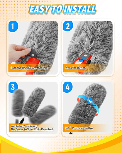 KEEPOW 3 Pack Microfiber Reusable Duster Refills Compatible with OXO Duster, Washable Dusters for Cleaning Compatible with OXO Extendable Duster for Blinds Ceiling(Handle is Not Included)
