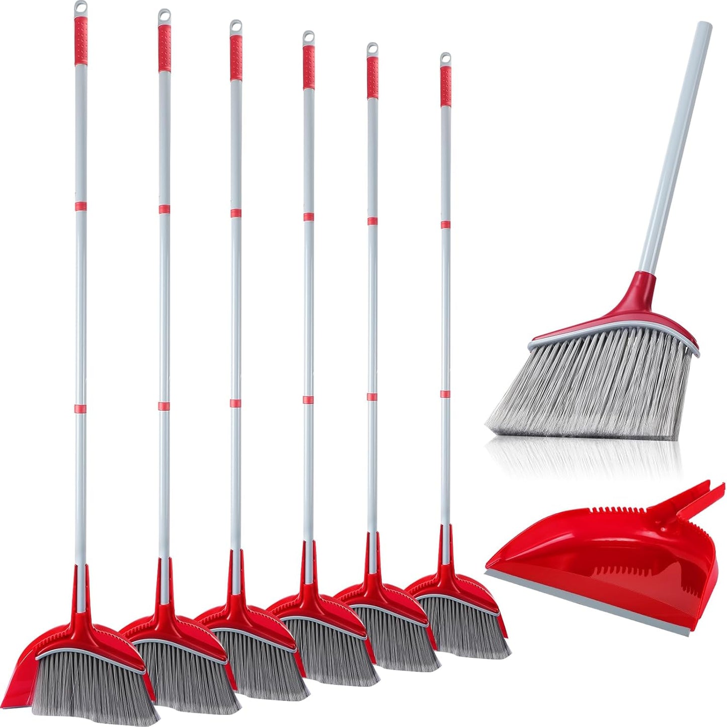 3 Pcs Broom and Dustpan Set 54 Inch Indoor Broom with Dust Pan Combo Set for Home Angle Broom and Dust Pan Kitchen Broom for Floor Cleaning