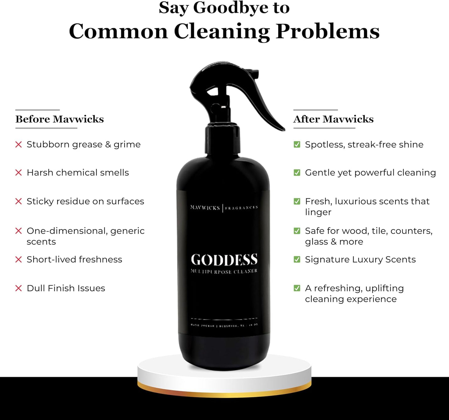 Mavwicks Fragrances All Purpose Cleaner Spray (Goddess) 16 Oz – Multipurpose Surface Cleaning Spray for Kitchen, Bathroom, Floors and Counters, Home and Office, Natural and Non-Toxic
