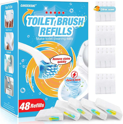 Toilet Cleaner Refill Pads Ocean Scent Enhanced Odor Control 48 Count Toilet Scrubber Refill Clean Stains Disposable Toilet Brush Refill for Toilet and Bathroom