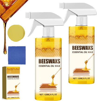 Beeswax Wood Polish Spray, Natural Beeswax Repairing and Care Spray, Bees Wax Furniture Polish and Cleaner, Deep Cleaning Bees Wax for Hardwood Floors & Kitchen Cabinets, Restores Natural Gloss (1Pcs)