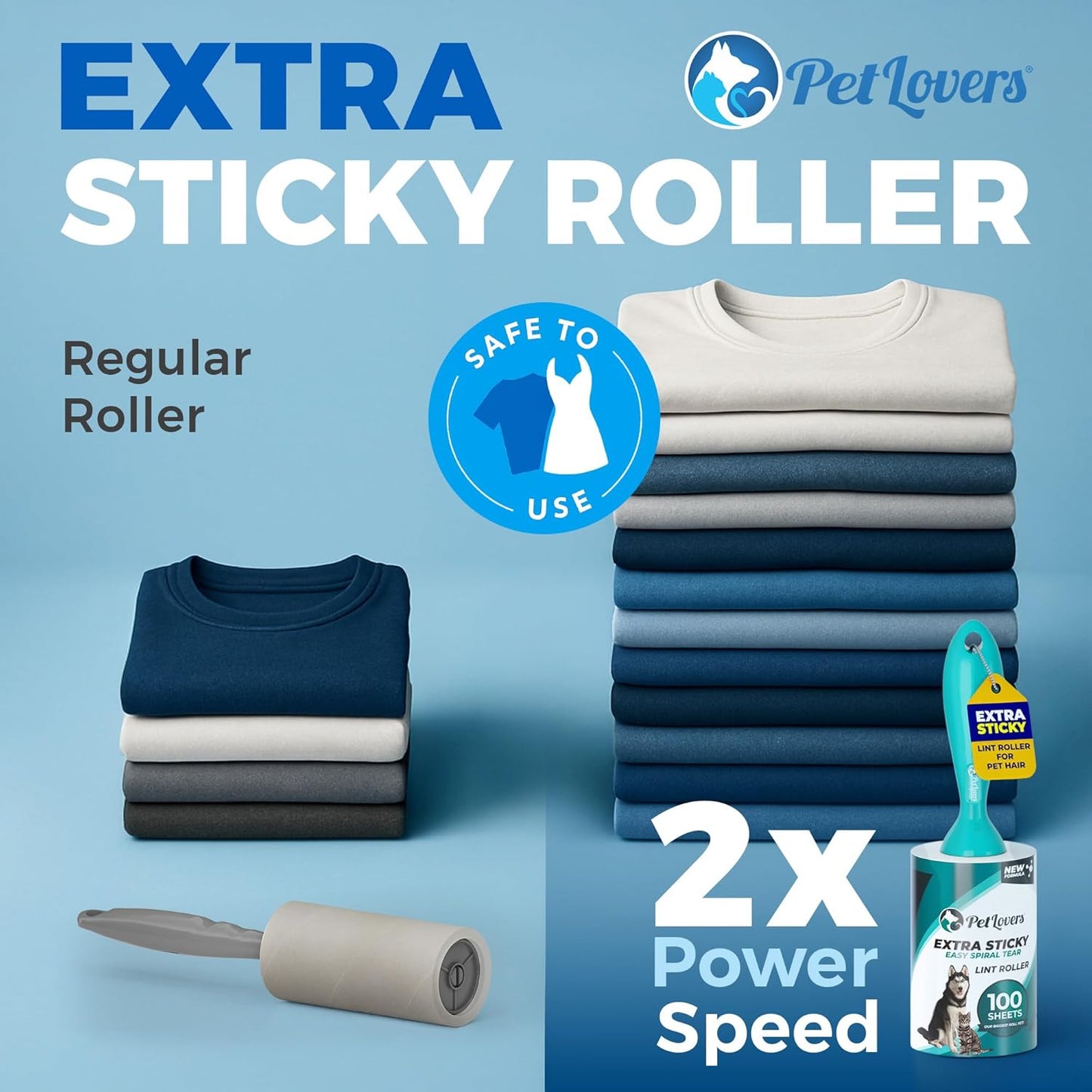 PetLovers Extra Sticky Lint Roller Mega Value Set 600 Sheets for Pet Hair Removal, Dog and Cat Lint Remover 6 Pack