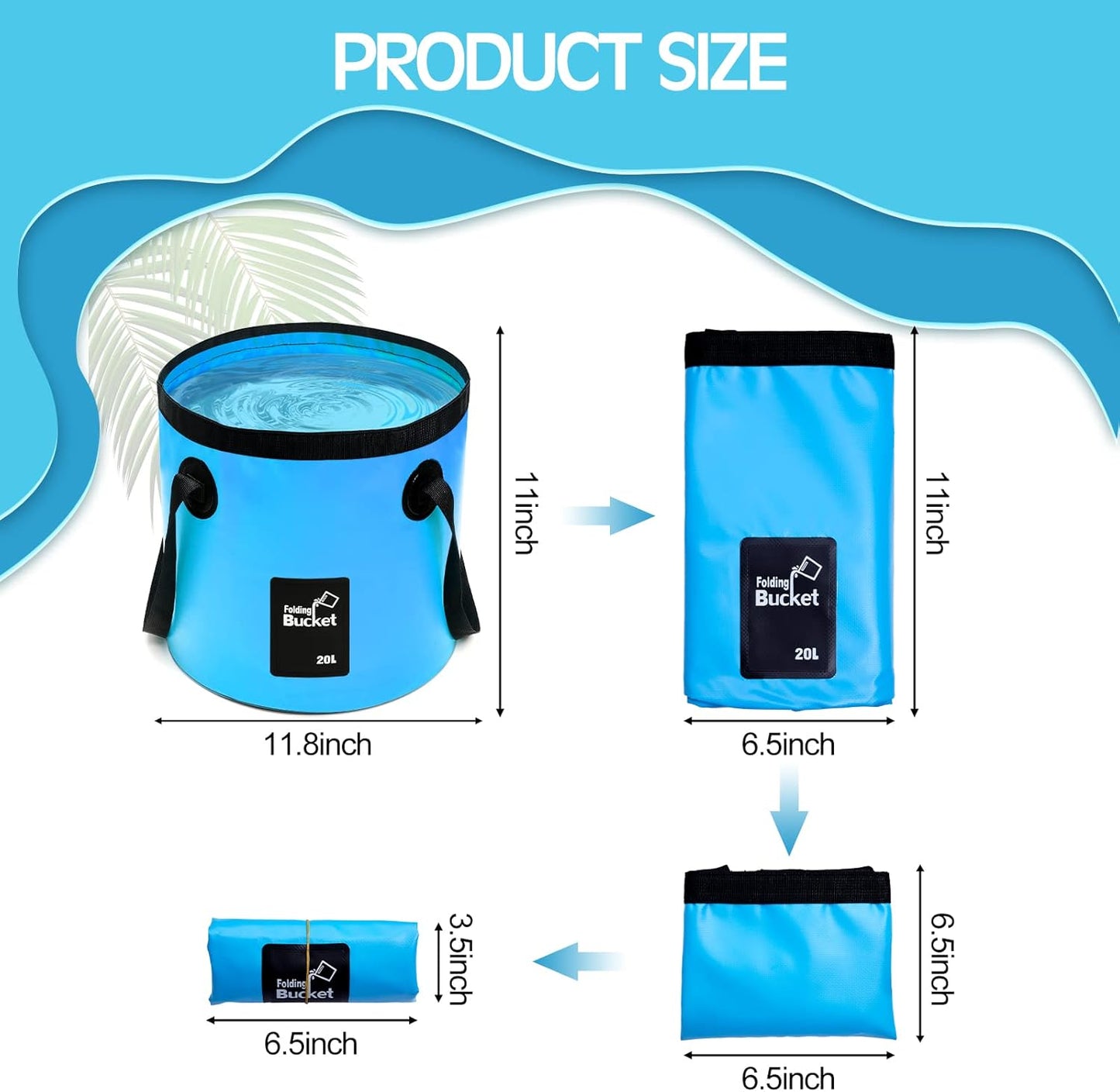 Tessco for you 4 Pcs 20L Collapsible Bucket with Handle 5 Gallon Portable Folding Bucket Foldable Water Container for Camping Hiking Fishing Beach Car Washing (Blue, Yellow, Orange, Black)